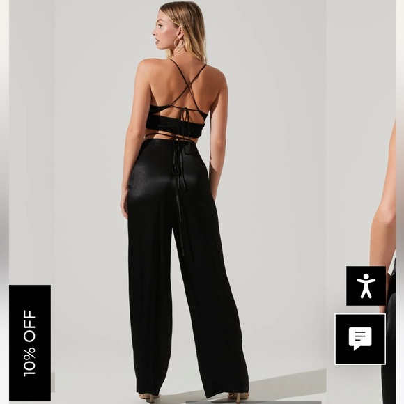 ASTR THE LABEL AMIAH SATIN TIE WAIST WIDE LEG PANTS - Picture 5 of 10